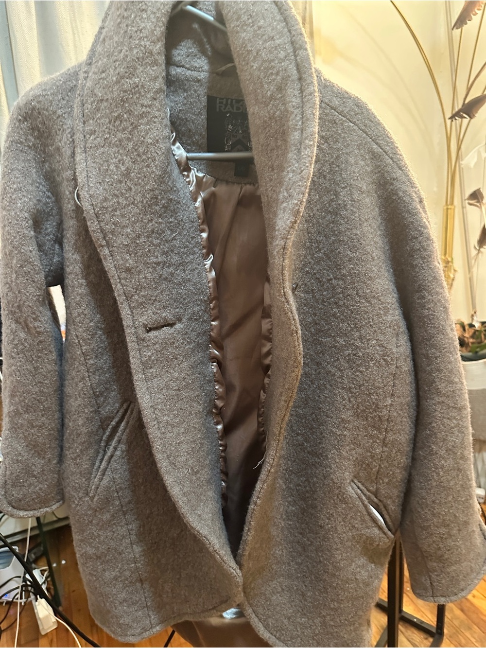 Hilary Radley Tan Shawl-Collar Pea Coat